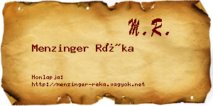 Menzinger Réka névjegykártya